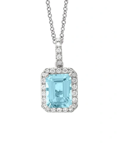 Effy Fine Jewelry 14k 1.52 Ct. Tw. Diamond & Aquamarine                                      Pendant In Metallic