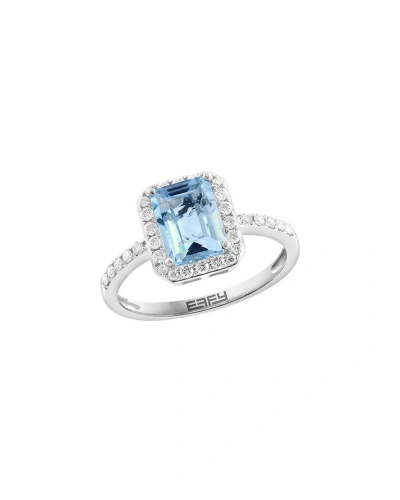 Effy Fine Jewelry 14k 1.57 Ct. Tw. Diamond & Aquamarine                                      Ring In Metallic