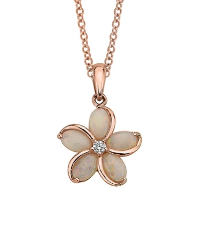 Effy Fine Jewelry 14k Rose Gold 1.45 Ct. Tw. Diamond & Opal Pendant In Pink