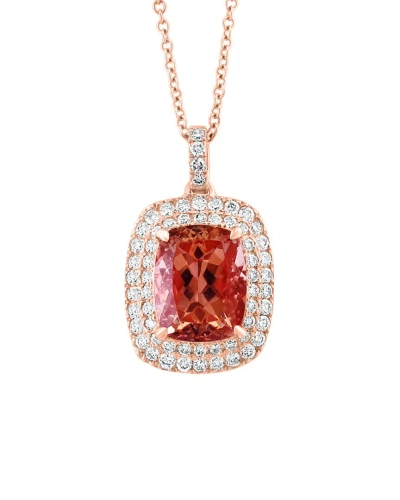 Effy Fine Jewelry 14k Rose Gold 3.67 Ct. Tw. Diamond & Morganite Pendant In Orange
