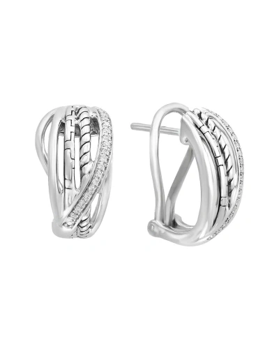 Effy Fine Jewelry Silver 0.10 Ct. Tw. Diamond Earrings In Metallic
