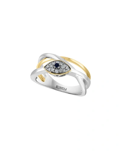 Effy Fine Jewelry Silver 0.12 Ct. Tw. Diamond & Sapphire                                    Ring In Metallic