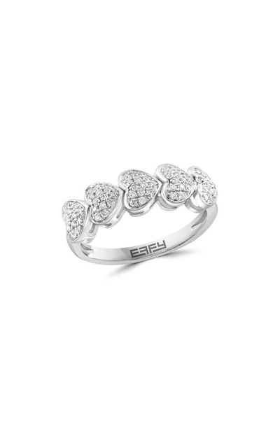Effy Sterling Silver Pavé Diamond Heart Ring