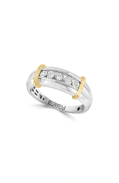 Effy Two-tone Diamond Ring In Metallic