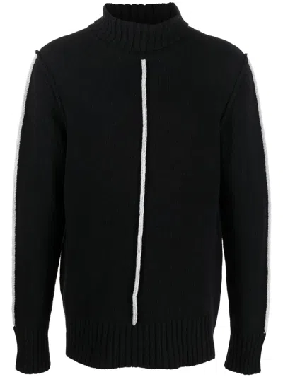 Egonlab Wesley High Neck Wool Knit Sweater In Black