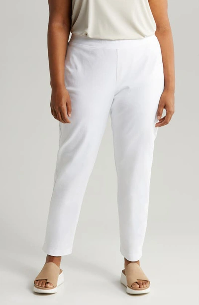Eileen Fisher High Waist Ankle Slim Pants In White