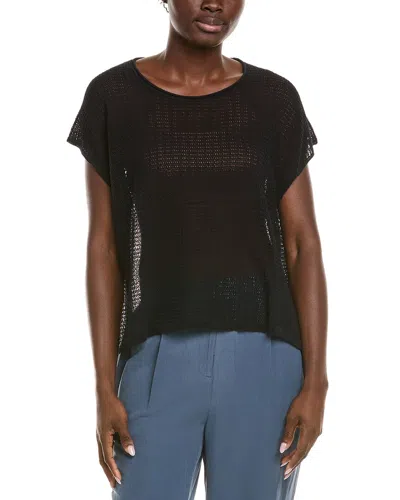 Eileen Fisher Jewel Neck Sweater In Black