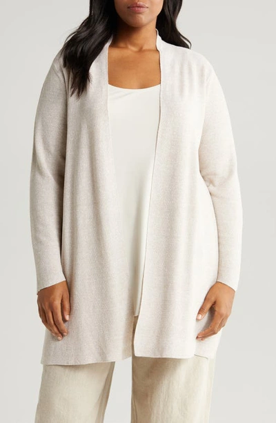 Eileen Fisher Longline Organic Linen & Organic Cotton Cardigan In Natural