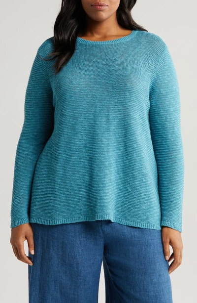 Eileen Fisher Organic Linen & Organic Cotton Crewneck Sweater In River