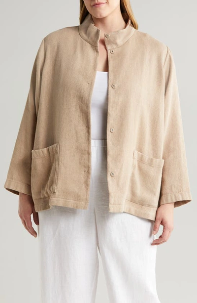 Eileen Fisher Organic Linen & Organic Cotton Jacket In Wheat