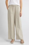 Eileen Fisher Organic Linen Wide Leg Pants In Undyed Natural
