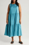 Eileen Fisher Tiered Silk Dress In River