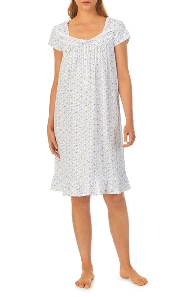 Eileen West Floral Print Cap Sleeve Cotton Jersey Short Nightgown In Floralpt