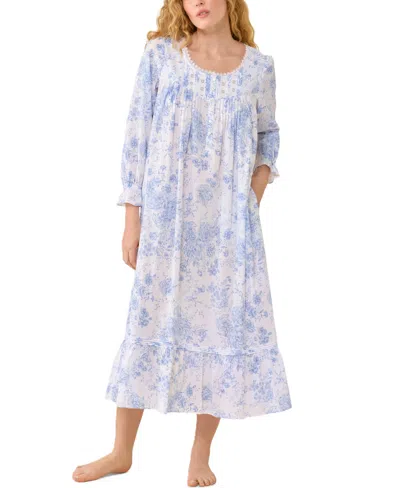 Eileen West Women's Carolyn Briarwood Long-sleeve Button-front Floral-print Nightgown In Blue