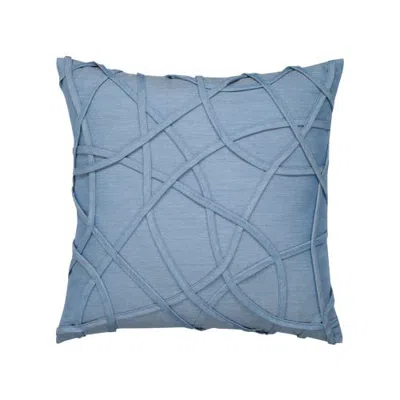 Elaine Smith Illusion Handmade Dimensional Applique Indoor & Outdoor Woven Accent Pillow In Blue