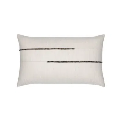 Elaine Smith Micro Fringe Lumbar Indoor & Outdoor Woven Accent Lumbar Pillow With Chenille Accents In Neutral