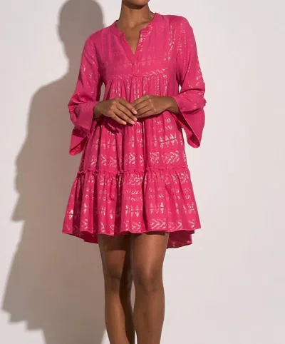 Elan Lurex Tiered Arrow Dress In Pink
