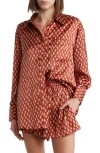 Elan Patterned Cover-up Top In Brick Cassablanca