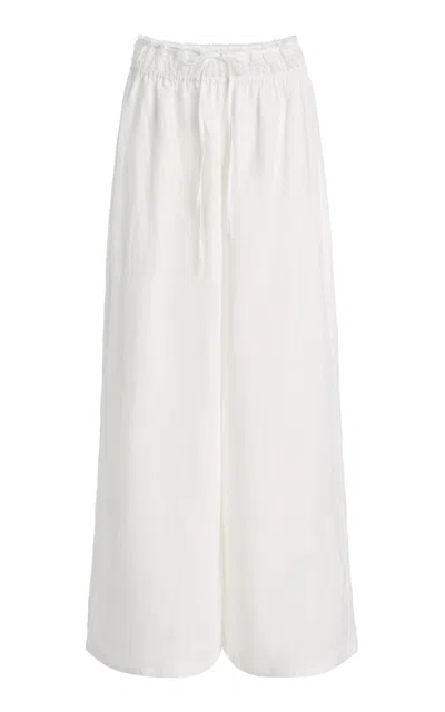 Elce Elio Crochet-detailed Linen Wide-leg Pants In White