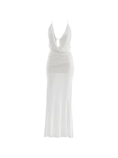 Eleh V-neck Draped Maxi Dress In White