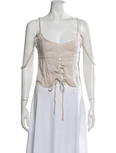 Pre-owned Elena Velez Scoop Neck Sleeveless Top In Neutrals