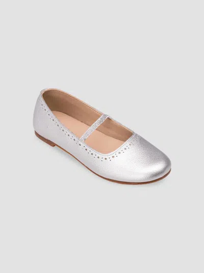 Elephantito Baby's & Girl's Sasha Leather Ballerina Flats In Silver