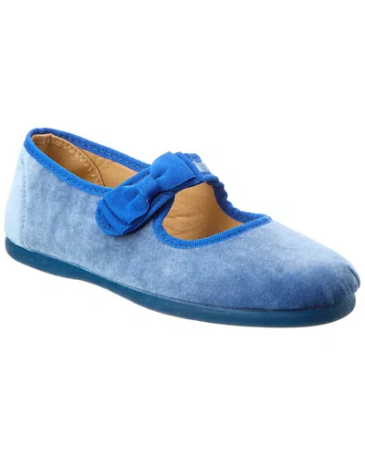 Elephantito Kids' Bow Velvet Mary Jane In Blue