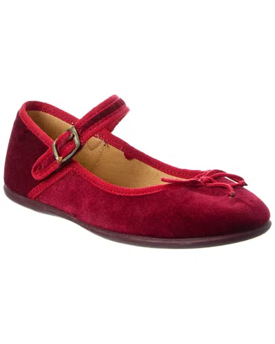 Elephantito Kids' Elis Velvet Ballerina Flat In Red