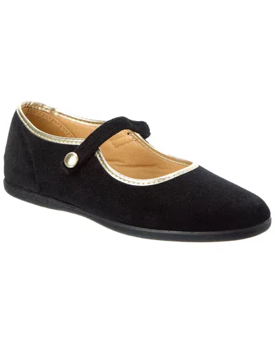 Elephantito Kids' Leather & Velvet Mary Jane In Black