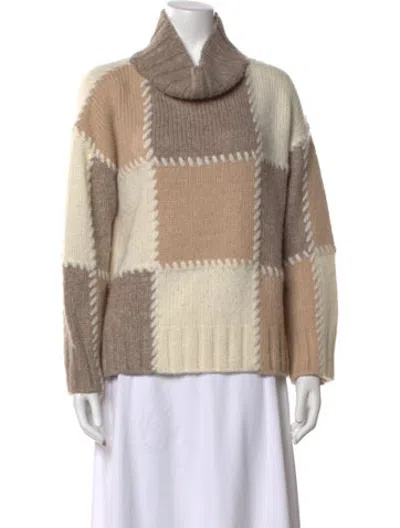 Pre-owned Eleven Six Baby Alpaca Colorblock Pattern Sweater In Neutrals