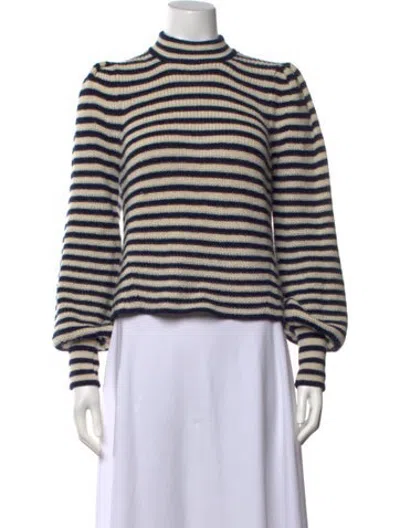 Pre-owned Eleven Six Baby Alpaca Striped Sweater In Blue/neutrals