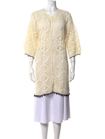 Pre-owned Eleven Six Patterned V-neck Sweater In Neutrals