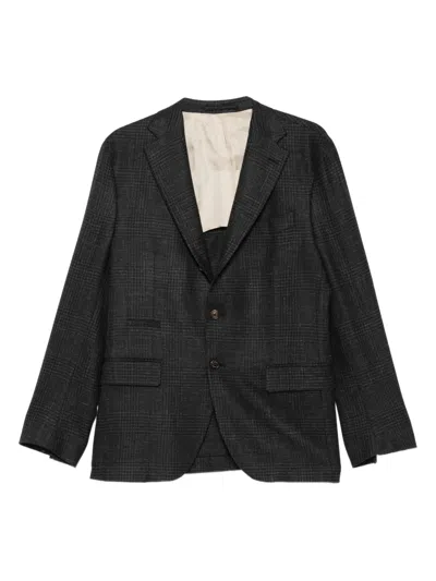 Eleventy Checked Single-breasted Suit In Black