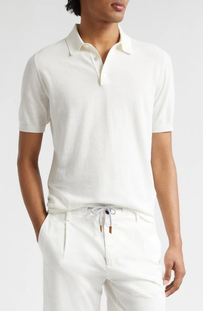 Eleventy Cotton Polo In White