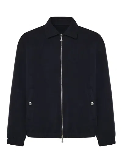 Eleventy Full-zip Woollen Bomber Jacket In Black
