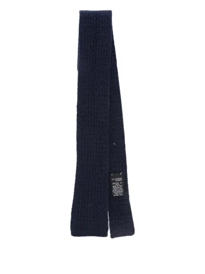 Eleventy Knitted Cashmere Tie In Blue
