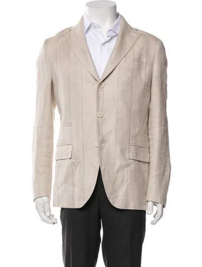 Pre-owned Eleventy Linen Striped Blazer In Neutrals