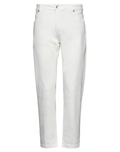 Eleventy Man Pants White Size 33 Cotton, Elastane