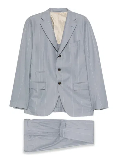 Eleventy Pinstripe Single-breasted Suit In Blue