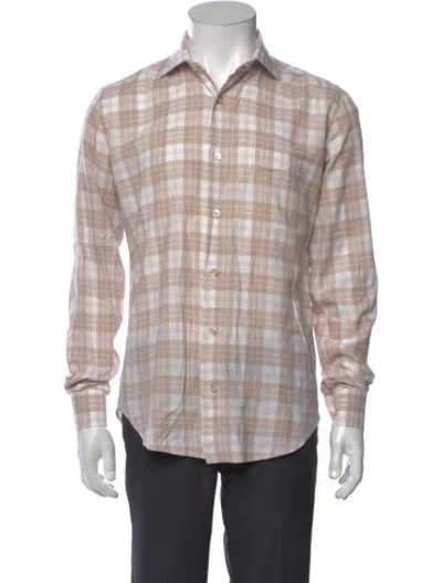 Pre-owned Eleventy Plaid Print Long Sleeve Shirt In Neutrals
