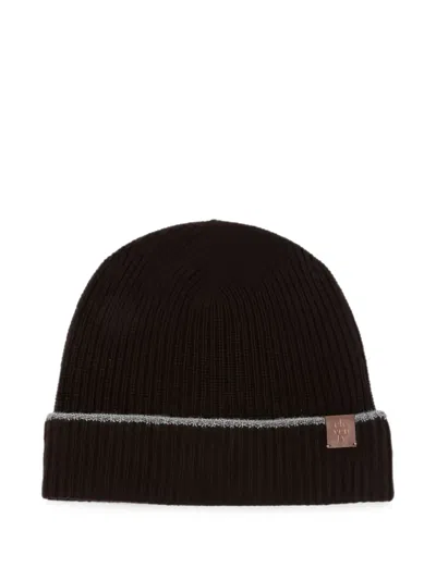 Eleventy Ribbed-knit Beanie Hat In Black