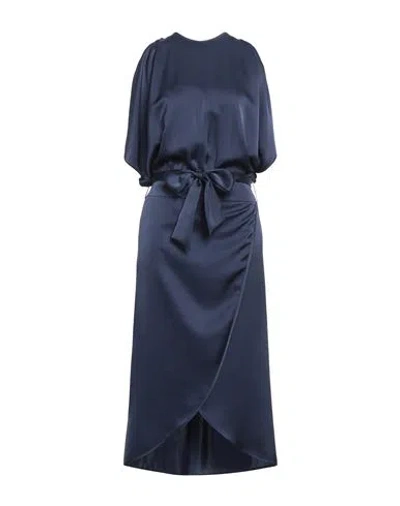 Eleventy Woman Midi Dress Midnight Blue Size 6 Triacetate, Cupro