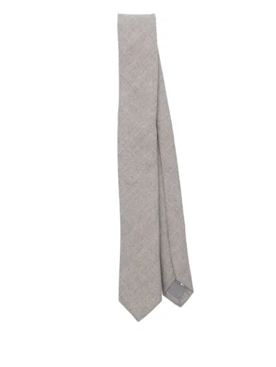 Eleventy Wool Tie In Brown
