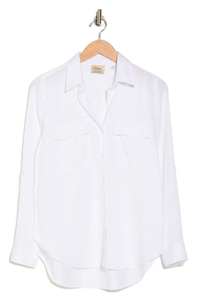 Elie Elie Tahari Tencel® Button-down Flap Pocket Shirt In White