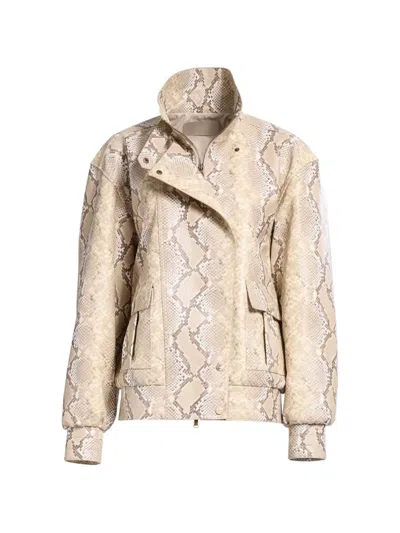Elie Saab Python-print Bomber Jacket In Animal Print