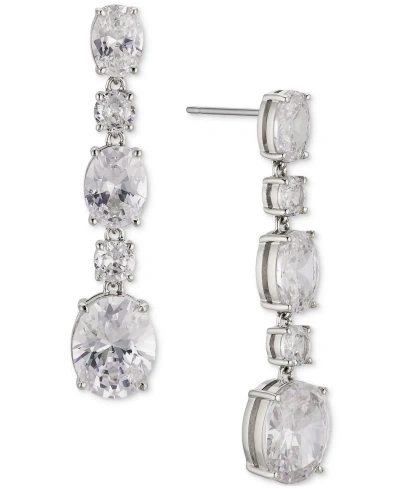 Eliot Danori Silver-tone Cubic Zirconia Linear Drop Earrings, Created For Macy's