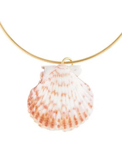 Pre-owned Eliou Mar Shell Collar Necklace, 16" In Brown/white