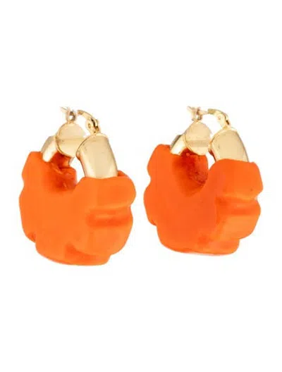 Pre-owned Eliou Resin Massi Hoop Earrings In Orange