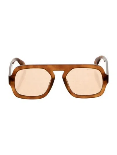 Pre-owned Elisa Johnson Square Tinted Sunglasses In Brown