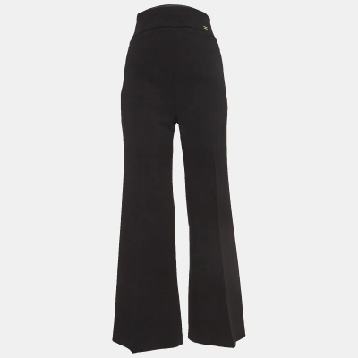 Pre-owned Elisabetta Franchi Black Crepe Flared Trousers S